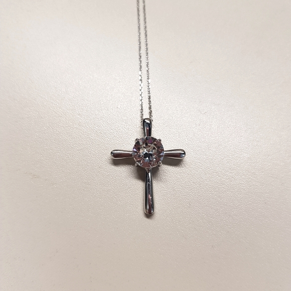 Lesa Michele Cross Pendant with Swarovski Crystal - Picture 5 of 7